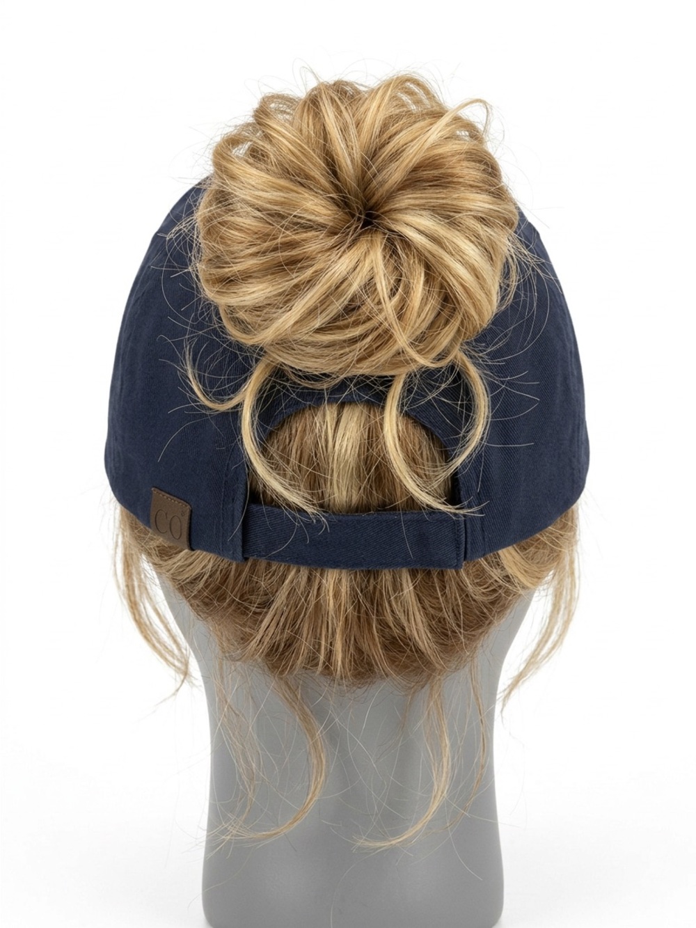 Women's High Ponytail Baseball Cap Navy Blue Messy Bun 100% Cotton,  Adjustable